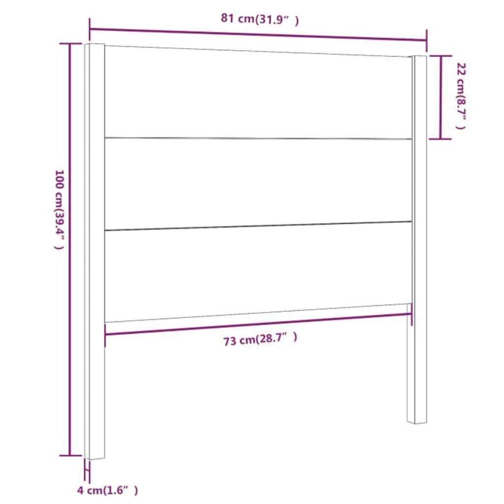 Voodipeats vidaXL, hall, 81 x 4 x 100 cm, männipuit hind ja info | Voodid | kaup24.ee