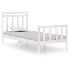 vidaXL voodiraam, valge, täispuit, 90 x 190 cm 3FT ühekohaline hind ja info | Voodid | kaup24.ee