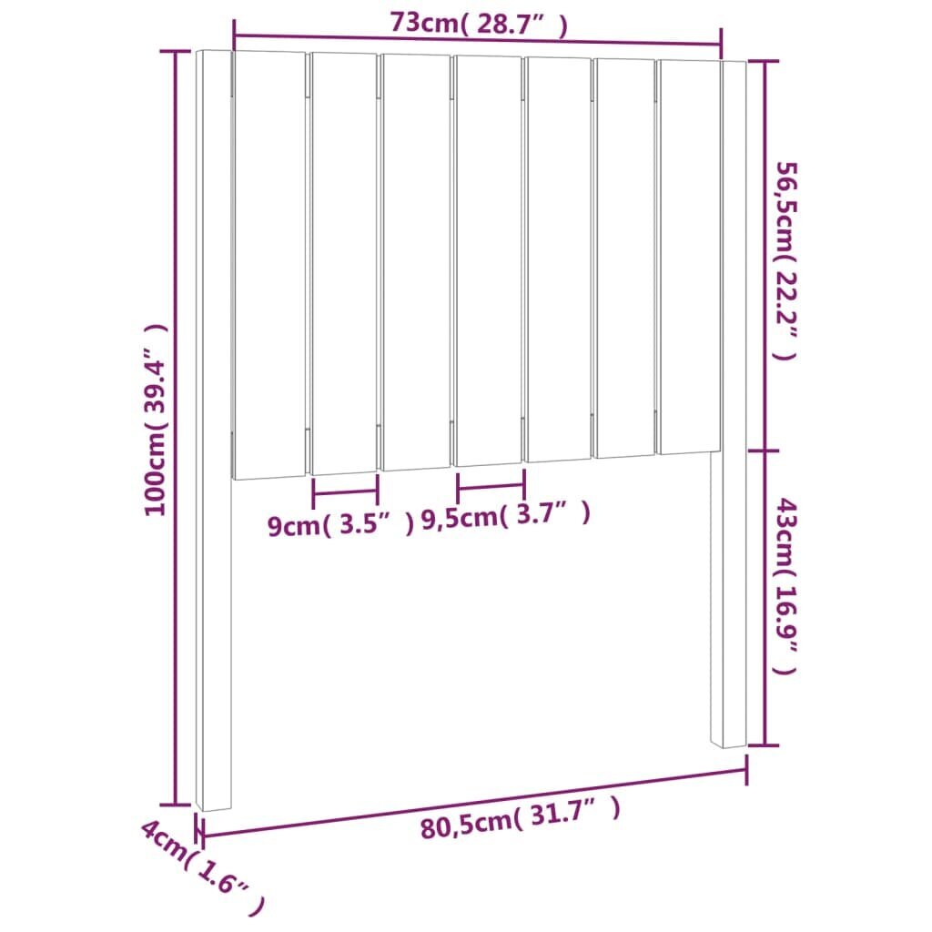 Voodipeats vidaXL, valge, 80,5 x 4 x 100 cm, männipuit hind ja info | Voodid | kaup24.ee