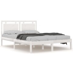 vidaXL voodiraam, valge, täispuit, 120 x 190 cm 4FT väike kahekohaline hind ja info | Voodid | kaup24.ee