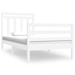 vidaXL voodiraam, valge, täispuit, 90 x 190 cm 3FT ühekohaline цена и информация | Кровати | kaup24.ee