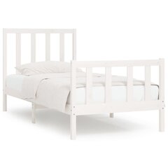 vidaXL voodiraam, valge, täispuit, 90 x 190 cm 3FT ühekohaline hind ja info | Voodid | kaup24.ee