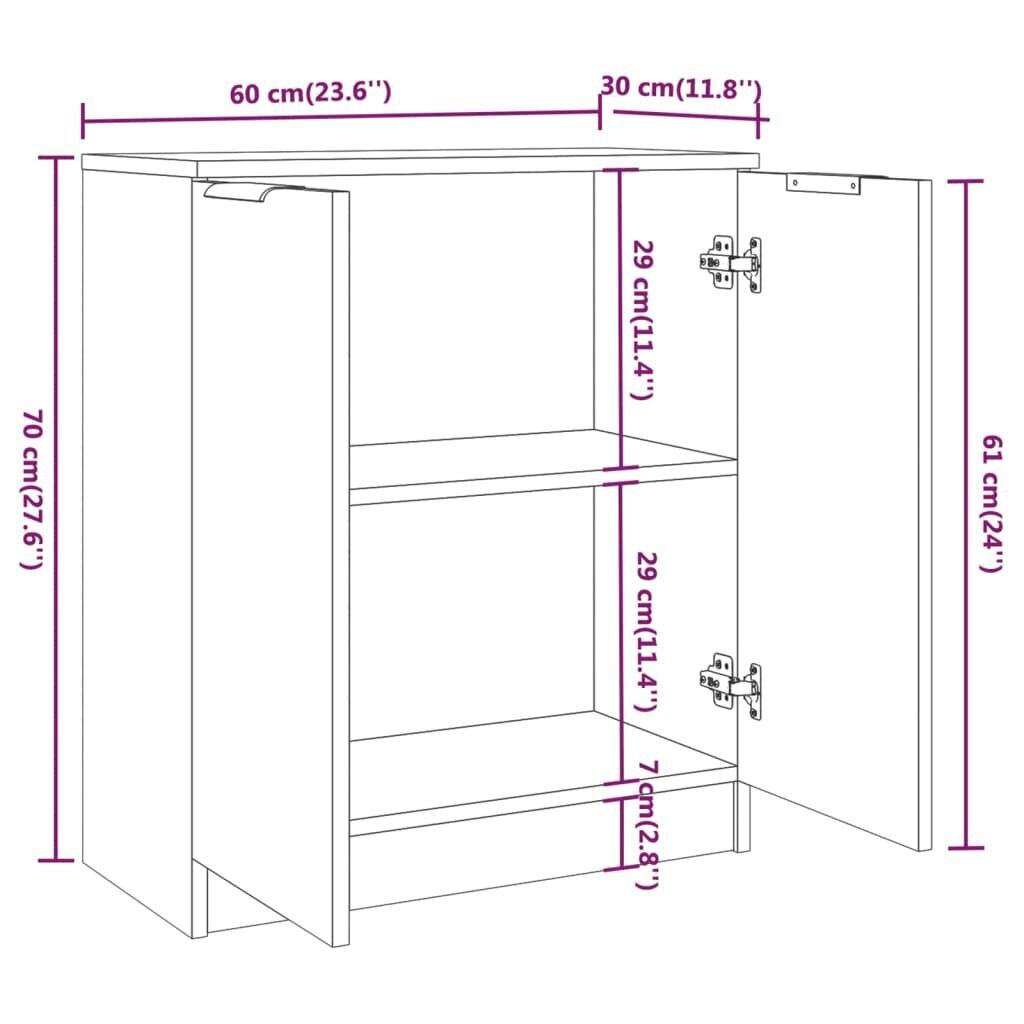 Puhvetkapp vidaXL, suitsutatud tamm, 60 x 30 x 70 cm tehispuit hind ja info | Elutoa väikesed kapid | kaup24.ee