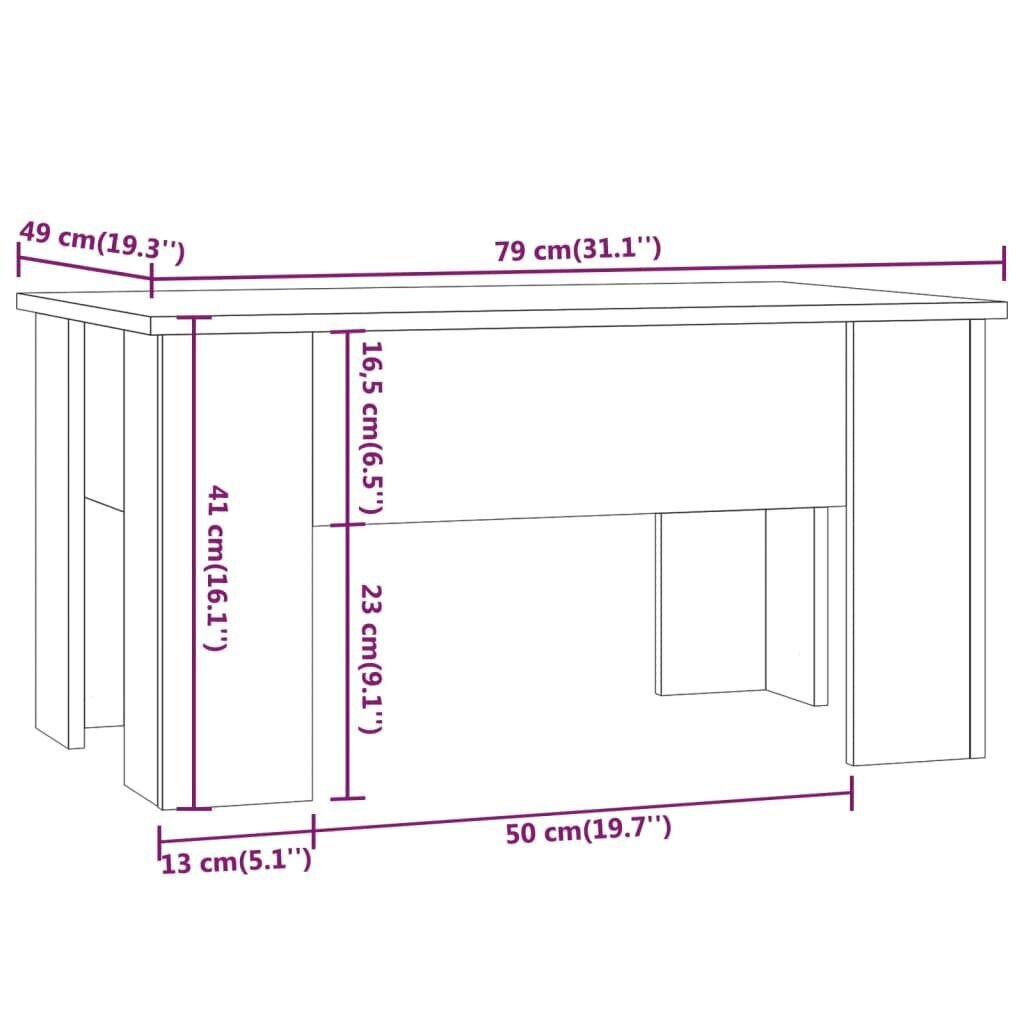 vidaXL kohvilaud, pruun tamm, 79 x 49 x 41 cm, tehispuit hind ja info | Diivanilauad | kaup24.ee