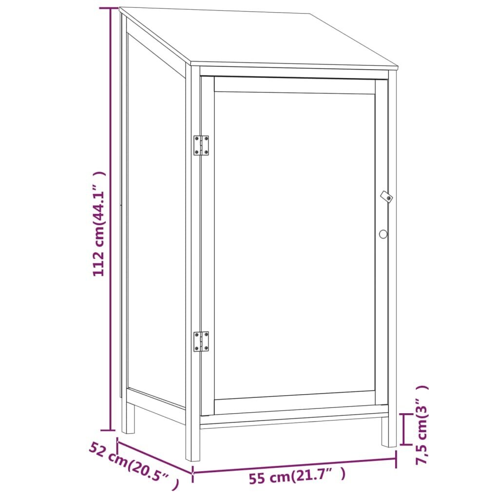 Aiakuur vidaXL, 55 x 52 x 112 cm, nulupuit hind ja info | Kuurid ja aiamajad | kaup24.ee