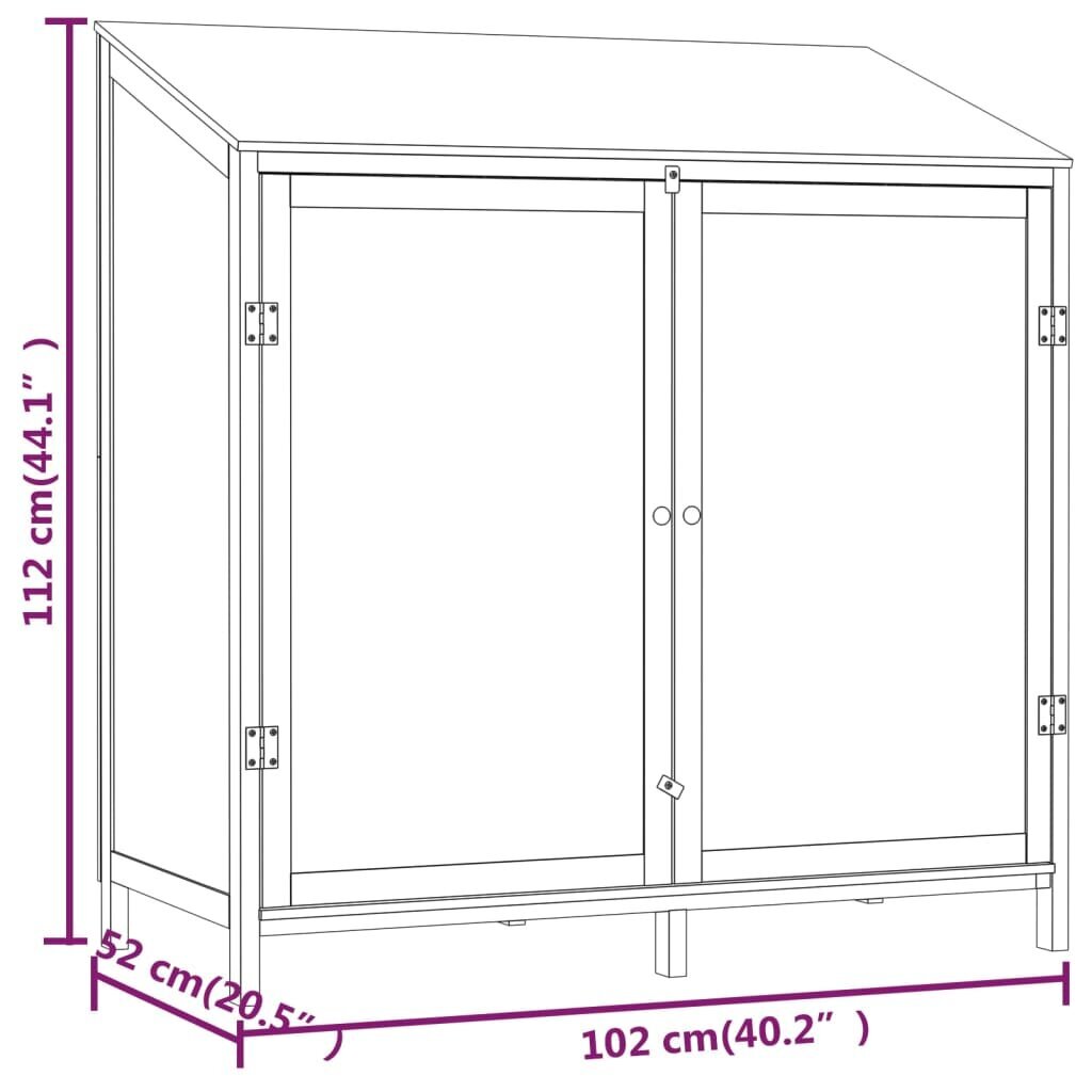 Aiakuur vidaXL, 102 x 52 x 112 cm, nulupuit hind ja info | Kuurid ja aiamajad | kaup24.ee