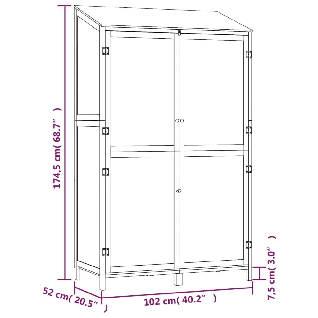 Aiakuur vidaXL, antratsiithall, 102 x 52 x 174,5 cm, nulupuit hind ja info | Kuurid ja aiamajad | kaup24.ee