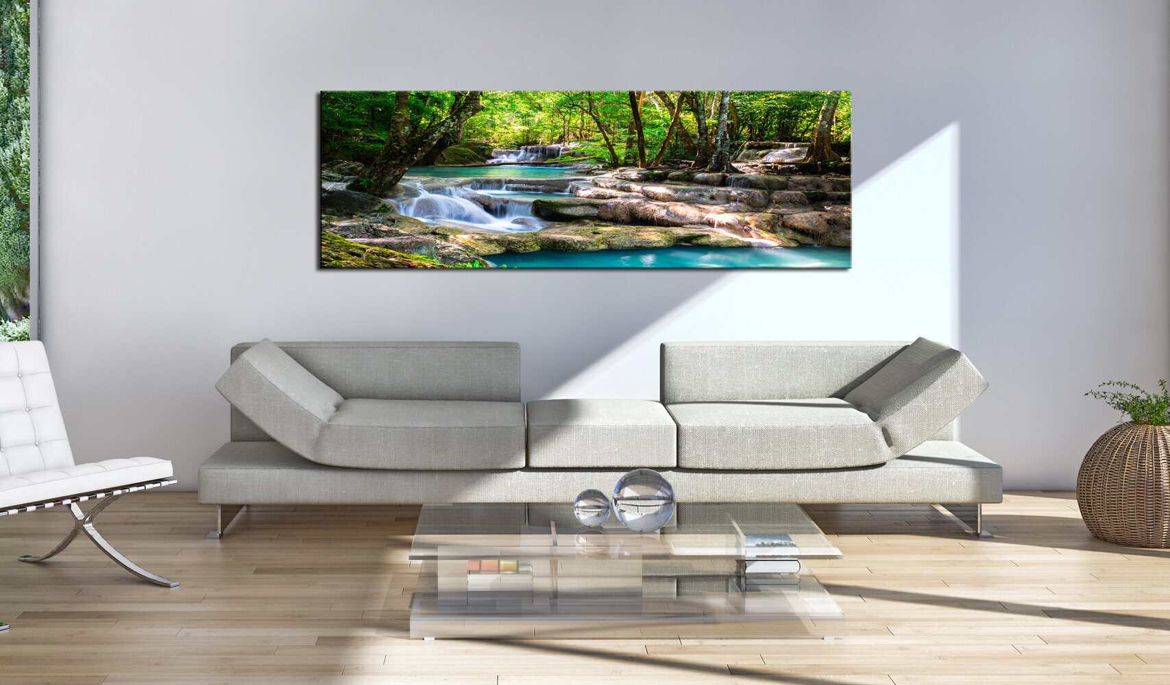 Pilt - Nature: Forest Waterfall 135x45 cm цена и информация | Seinapildid | kaup24.ee