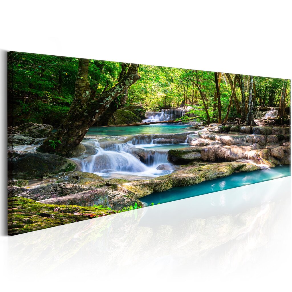 Pilt - Nature: Forest Waterfall 135x45 cm цена и информация | Seinapildid | kaup24.ee