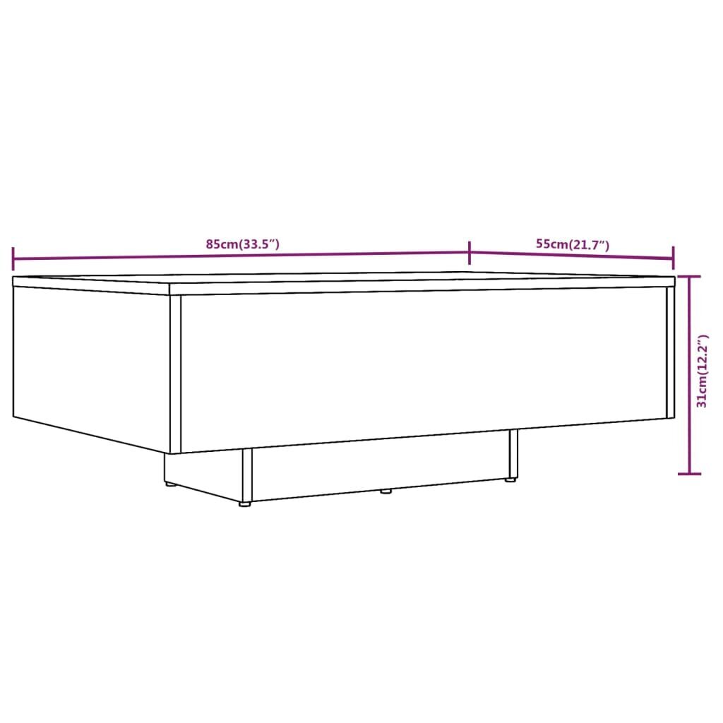 vidaXL kohvilaud, hall Sonoma tamm, 85 x 55 x 31 cm, tehispuit цена и информация | Diivanilauad | kaup24.ee