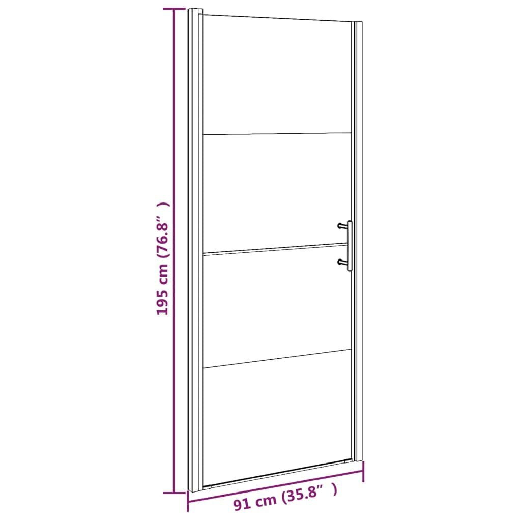 vidaXL dušinurga uks, 91 x 195 cm, poolmatt karastatud klaas, must hind ja info | Dušikabiinid | kaup24.ee