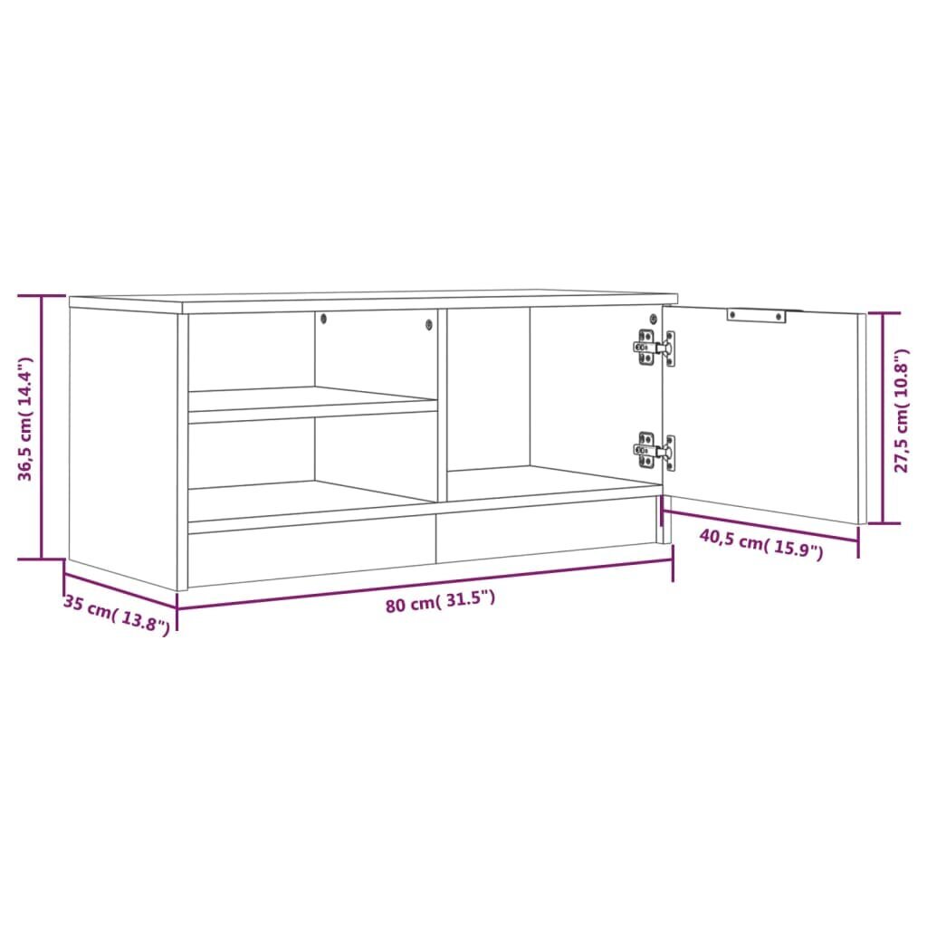 vidaXL telerikapid 2 tk, betoonhall, 80x35x36,5 cm, tehispuit hind ja info | TV alused | kaup24.ee