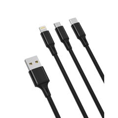 XO NB173 3in1, USB - Lightning + USB-C + microUSB, 1,2 м цена и информация | Кабели для телефонов | kaup24.ee