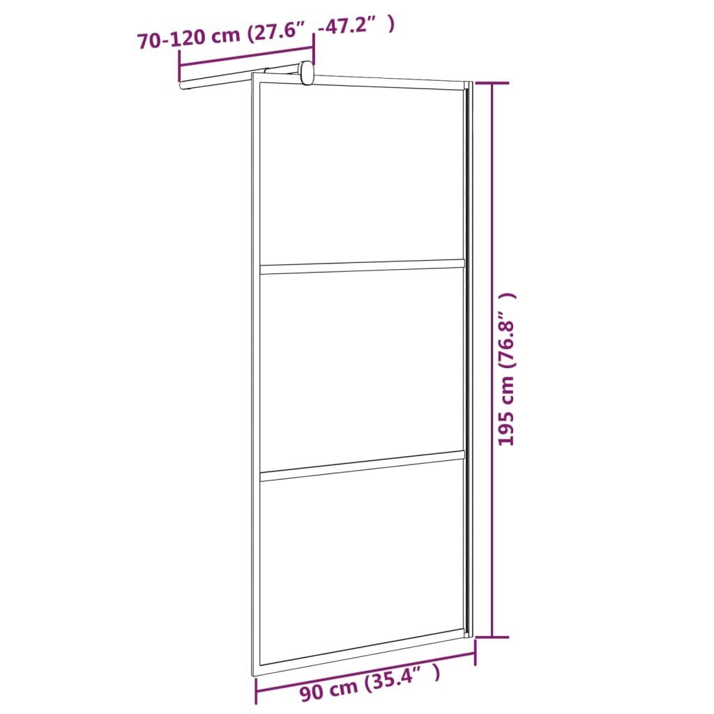 vidaXL dušinurga sein, 90 x 195 cm matt ESG-klaas, must hind ja info | Dušikabiinide uksed ja seinad | kaup24.ee