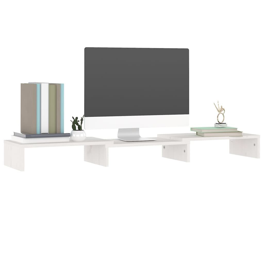 vidaXL monitorialus, valge, 80 x 24 x 10,5 cm, männipuit hind ja info | TV alused | kaup24.ee