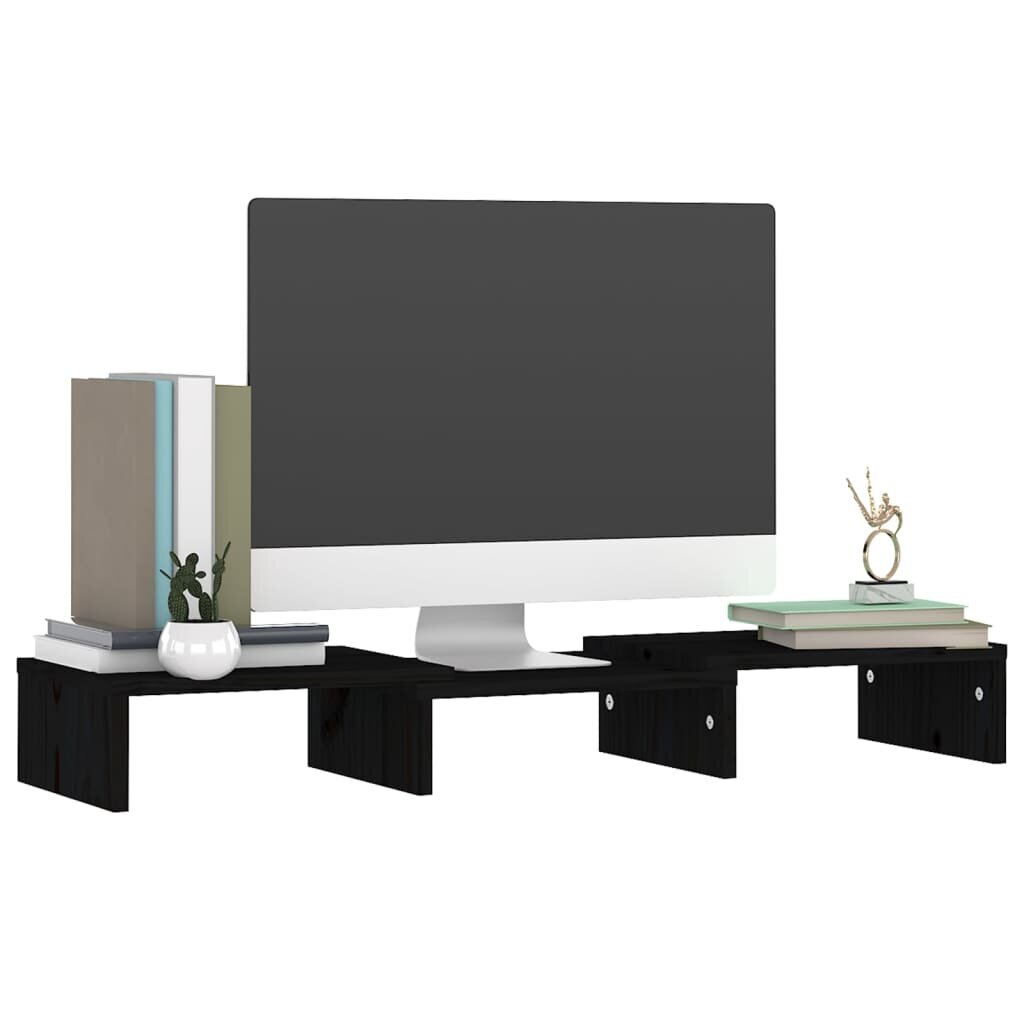 vidaXL monitorialus, must, 60 x 24 x 10,5 cm, männipuit hind ja info | TV alused | kaup24.ee