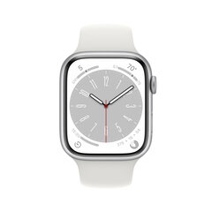 Apple Watch Series 8 GPS + Cellular 45mm Silver Aluminium Case ,White Sport Band - MP4J3EL/A LV-EE hind ja info | Nutikellad (smartwatch) | kaup24.ee