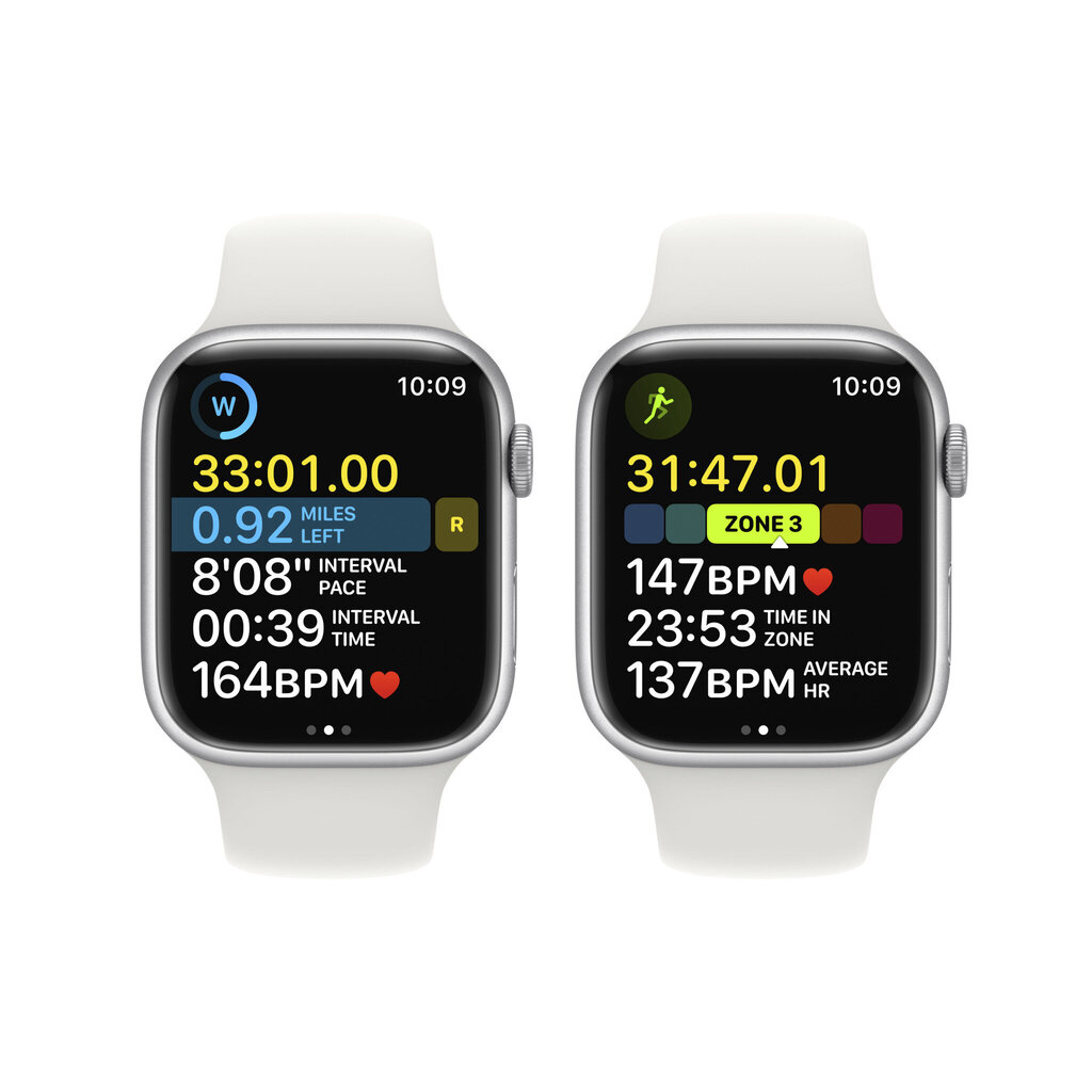 Apple Watch Series 8 GPS + Cellular 45mm Silver Aluminium Case ,White Sport Band - MP4J3EL/A LV-EE hind ja info | Nutikellad (smartwatch) | kaup24.ee