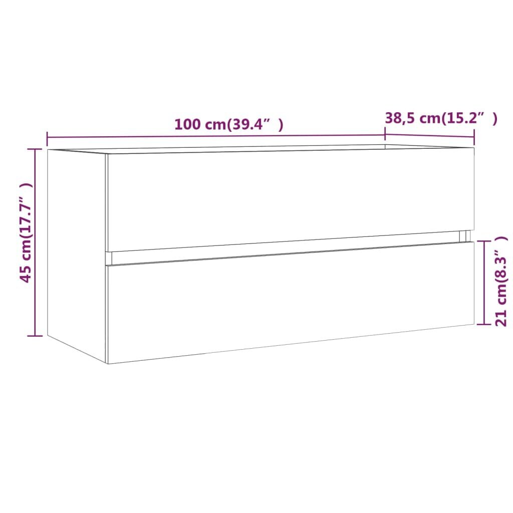 vidaXL valamukapp, suitsutatud tamm, 100 x 38,5 x 45 cm, tehispuit hind ja info | Vannitoakapid | kaup24.ee