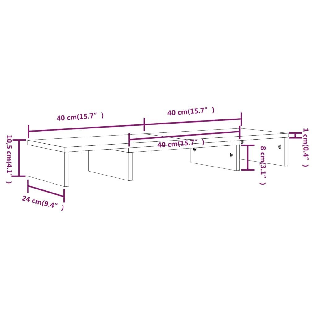 Monitorialus vidaXL, must, 80 x 24 x 10,5 cm, männipuit hind ja info | TV alused | kaup24.ee