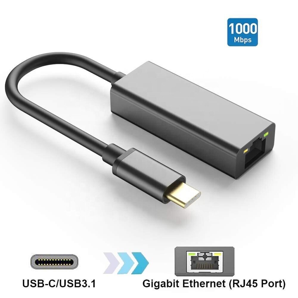 Adapter sülearvutile, PC-le, Windowsile, Mac OS-le, Linuxile, USB-C Ethernet RJ45 Gigabit 1000 mbps'ile цена и информация | USB jagajad, adapterid | kaup24.ee