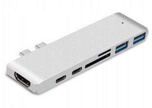 Концентратор ноутбука Co2, 7in1 для Apple, для MacBook Pro, для Air Retina, USB-C, HDMI, карта памяти SD, Micro SD, 1 x HD, серебристый цена и информация | Адаптер Aten Video Splitter 2 port 450MHz | kaup24.ee