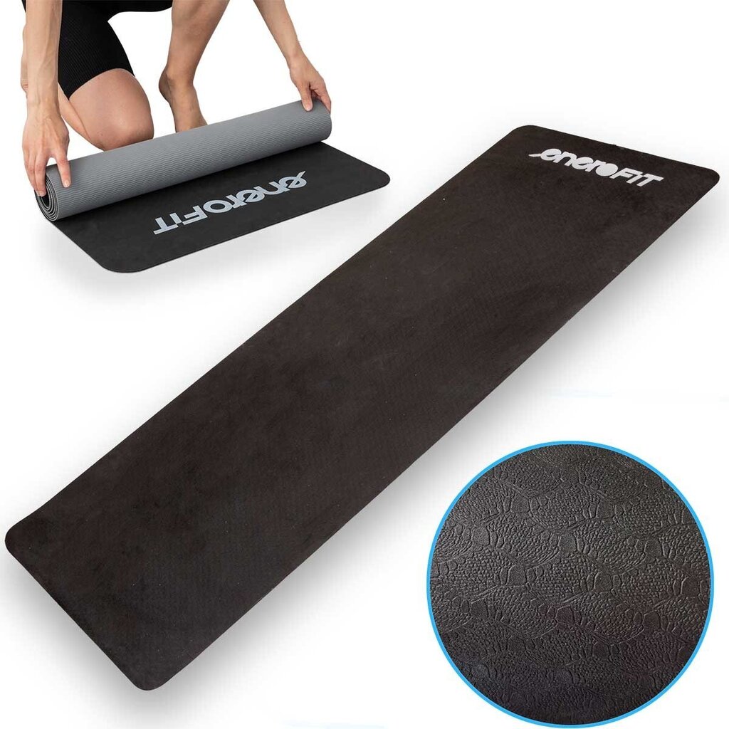 Spordi- ja joogamatt Enero Fit, 183x61, must/hall hind ja info | Joogamatid | kaup24.ee