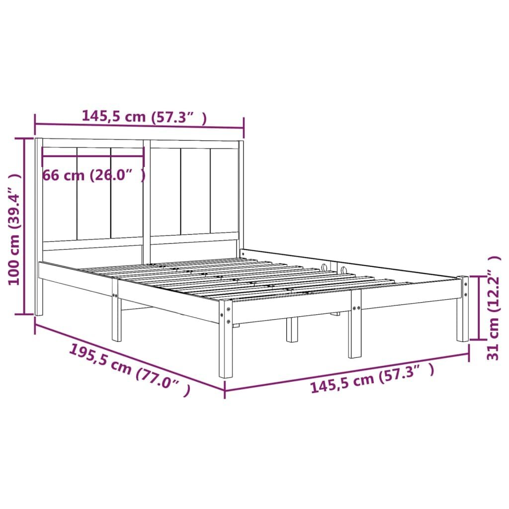 vidaXL voodiraam, täismännipuit, 140 x 190 cm цена и информация | Voodid | kaup24.ee