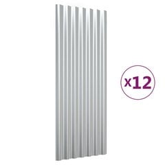 vidaXL katusepaneelid 12 tk, pulbervärvitud teras, hõbedane, 100x36 cm цена и информация | Кровельные покрытия | kaup24.ee