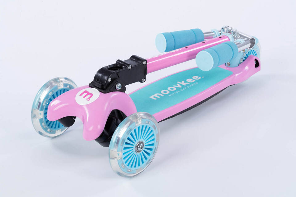 Kolmerattaline LED-skootter - Moovkee, roosa цена и информация | Tõukerattad | kaup24.ee
