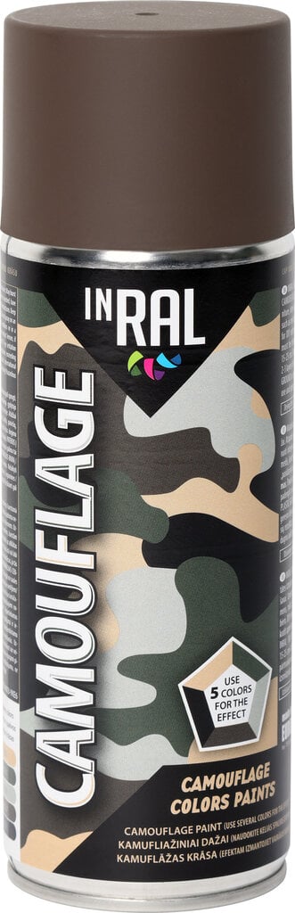 INRAL Camouflage RAL9021, Nahk pruun, matt, 400ml välivärv hind ja info | Värvid | kaup24.ee