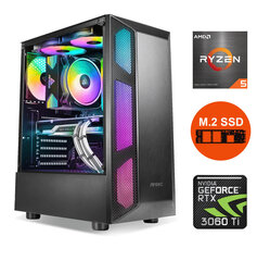 Gamer Ryzen 5 5600X 16GB DDR4 1TB SSD NVME 1TB HDD RTX 3060 Ti Windows 10 цена и информация | Стационарные компьютеры | kaup24.ee