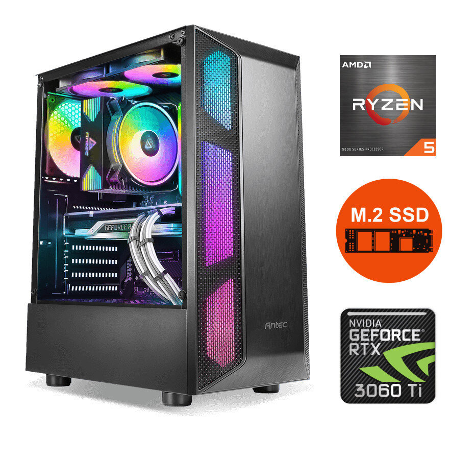 Gamer Ryzen 5 5600X 32GB DDR4 1TB SSD NVME 1TB HDD RTX 3060 Ti Windows 10 цена и информация | Lauaarvutid | kaup24.ee