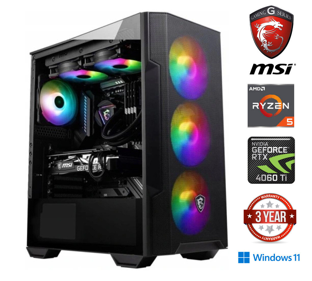 Gamer Ryzen 7 5700G 8GB DDR4 480GB SSD NVME 1TB HDD GTX 1050 Ti 4GB Windows 10 hind ja info | Lauaarvutid | kaup24.ee