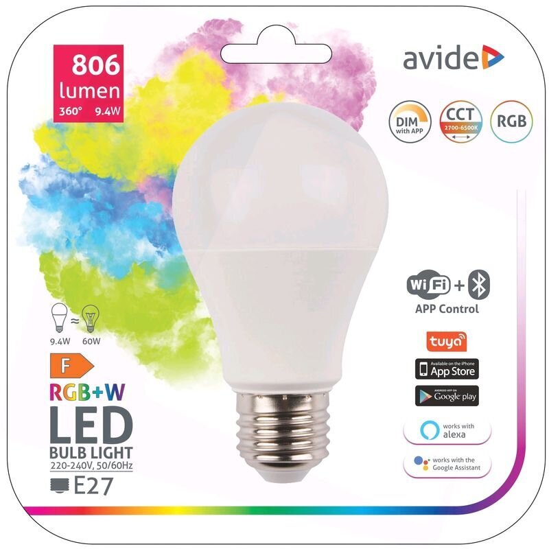 LED-lamp Avide Smart 9,4W RGB+W WiFi+BLE E27 hind ja info | Lambipirnid, lambid | kaup24.ee