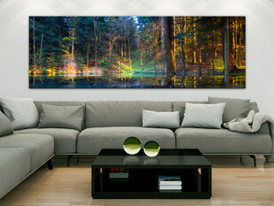 Pilt - Pond in the Forest (1 Part) Narrow 135x45 cm hind ja info | Seinapildid | kaup24.ee