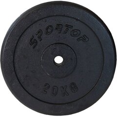 Чугунная гиря Sportop, 20 кг, черная цена и информация | Гантели, штанги, гири | kaup24.ee