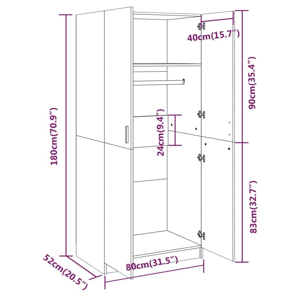 vidaXL riidekapp, suitsutatud tamm, 80 x 52 x 180 cm, tehispuit цена и информация | Kapid | kaup24.ee