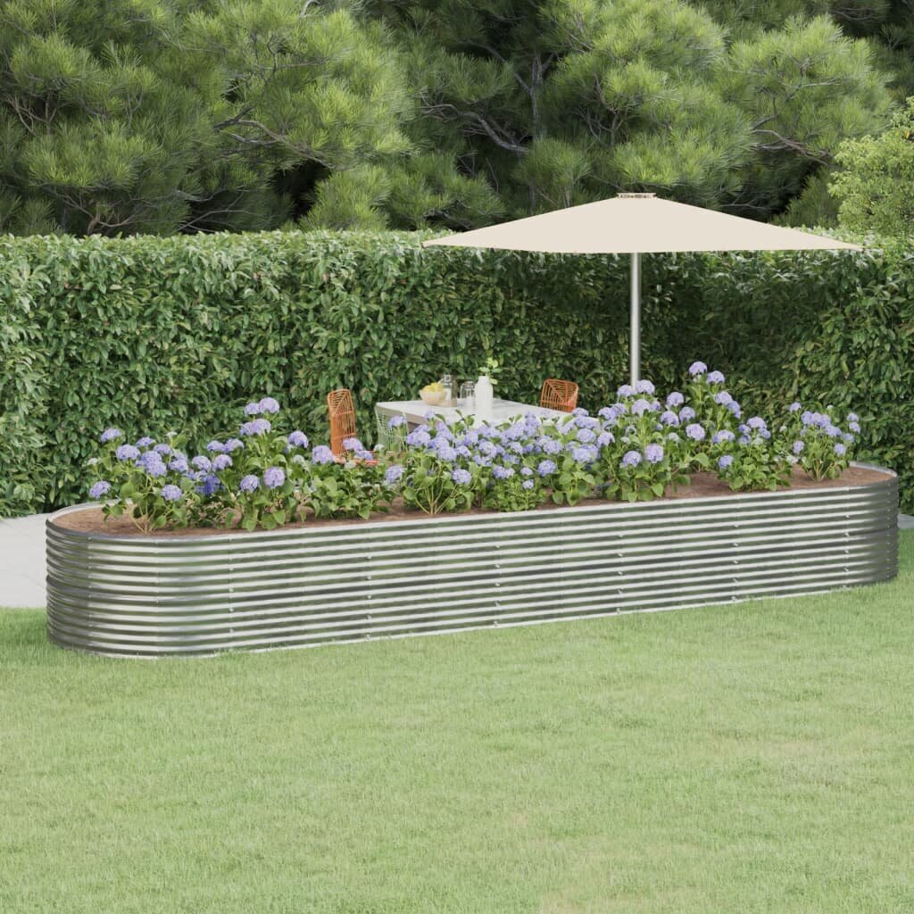 vidaXL aia taimekast, pulbervärvitud teras, 510x140x68 cm, hõbedane hind ja info | Dekoratiivsed lillepotid | kaup24.ee