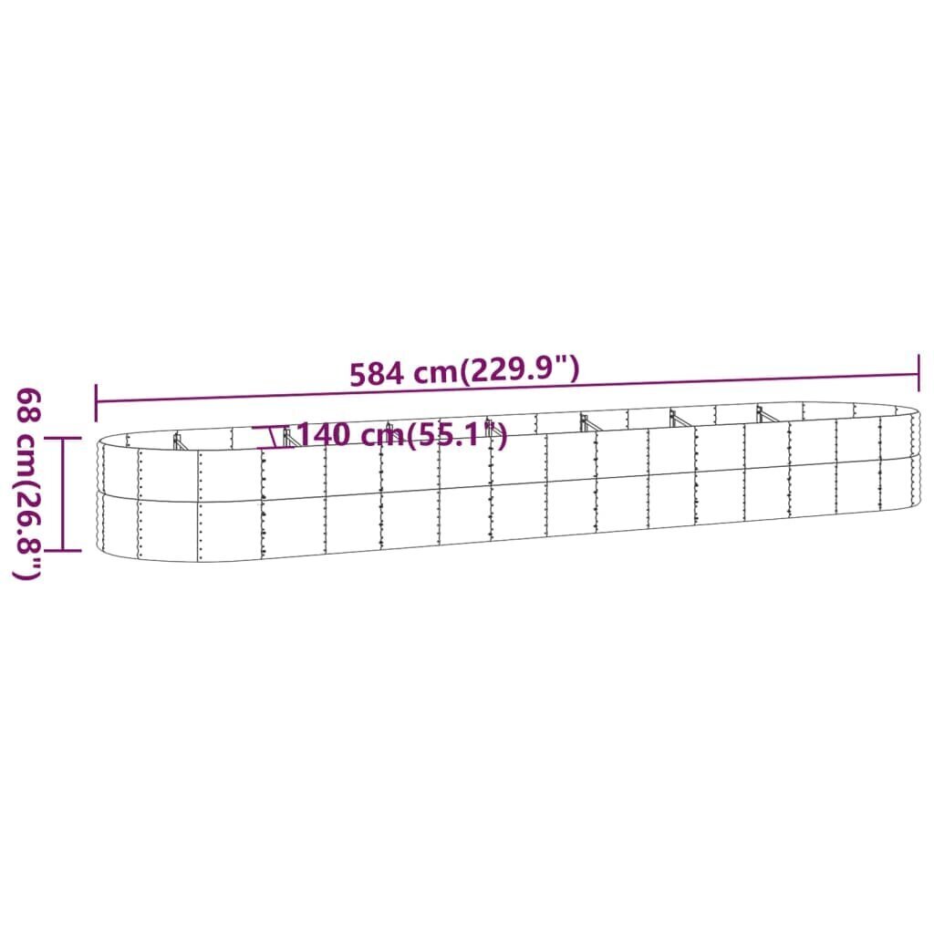 vidaXL aia taimekast, pulbervärvitud teras, 584x140x68 cm, antratsiit цена и информация | Dekoratiivsed lillepotid | kaup24.ee