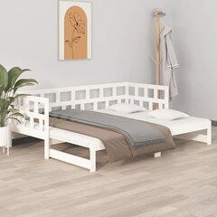 vidaXL väljatõmmatav päevavoodi, valge, männipuit, 2 x (80-200) cm цена и информация | Кровати | kaup24.ee