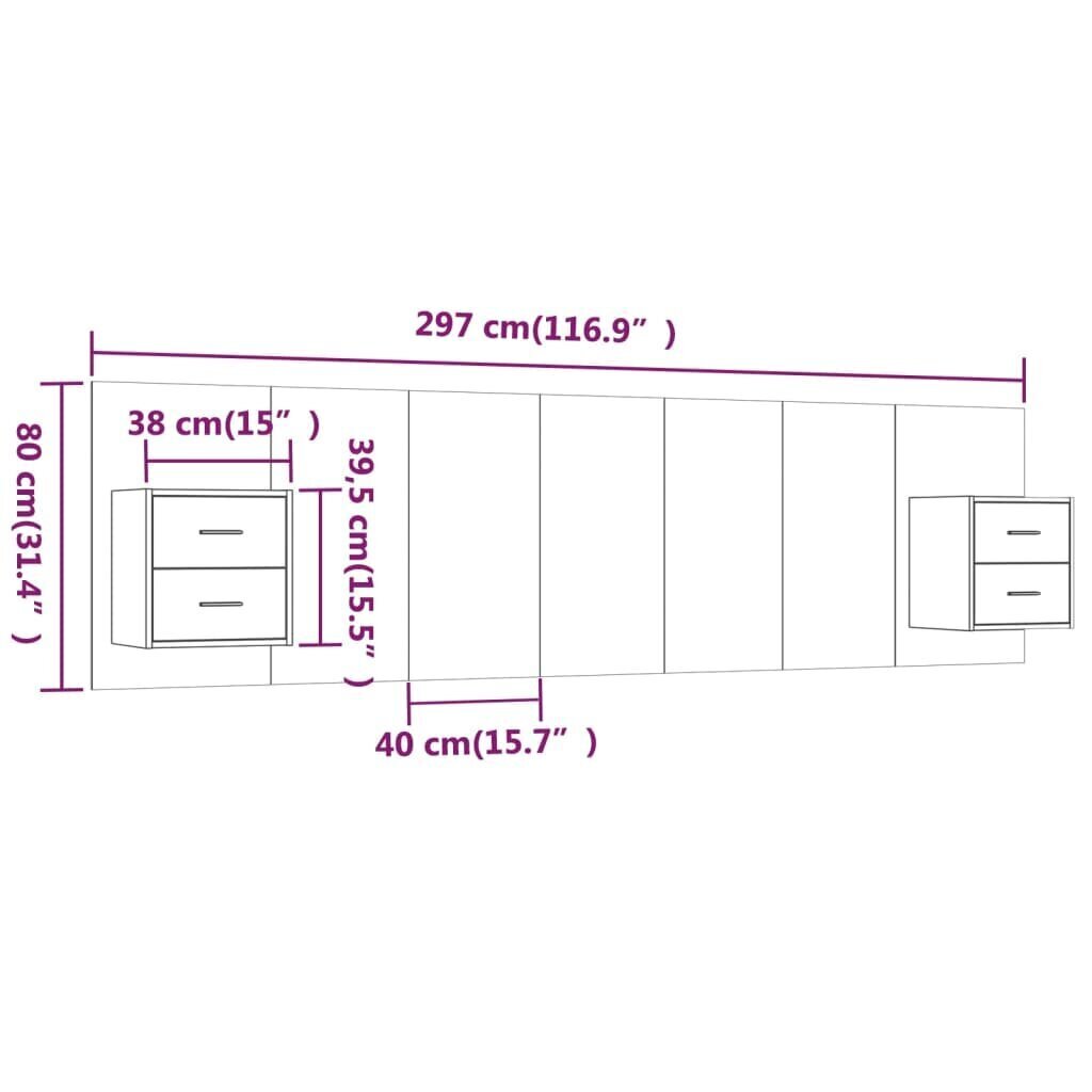 vidaXL voodipeats kappidega, betoonhall, tehispuit hind ja info | Voodid | kaup24.ee