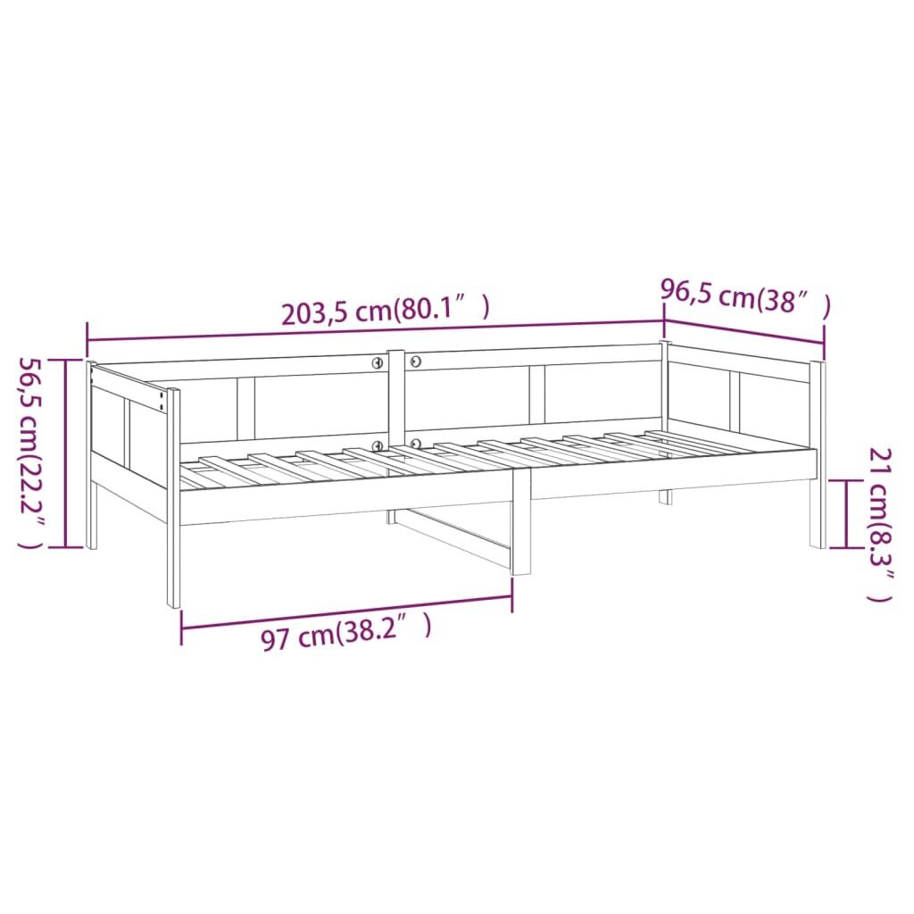 vidaXL päevavoodi, meepruun, männipuit, 90 x 200 cm hind ja info | Voodid | kaup24.ee