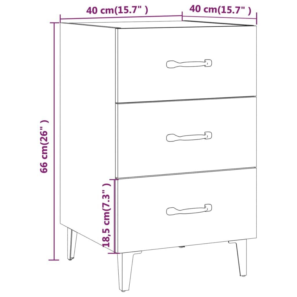 vidaXL öökapp, suitsutatud tamm, 40 x 40 x 66 cm, tehispuit hind ja info | Öökapid | kaup24.ee