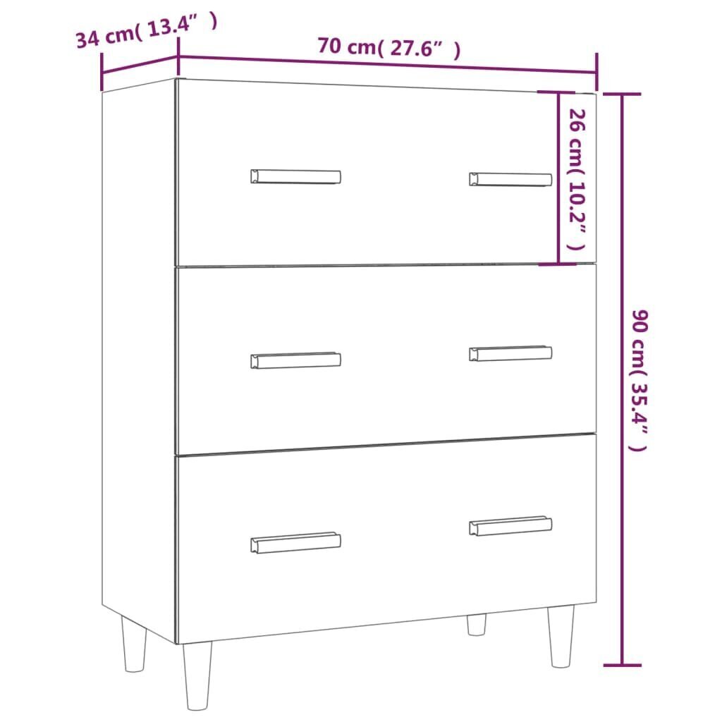 vidaXL puhvetkapp, suitsutatud tamm, 70x34x90 cm, tehispuit цена и информация | Elutoa väikesed kapid | kaup24.ee