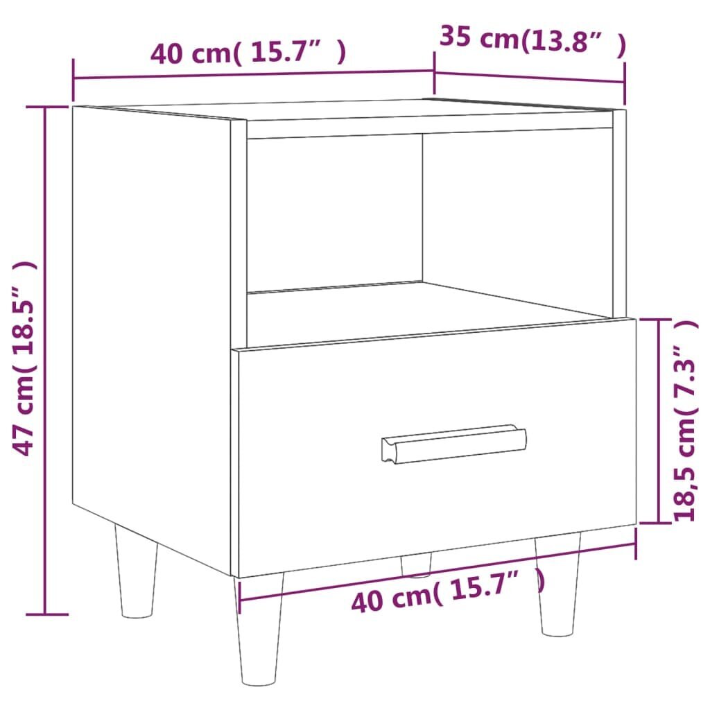 vidaXL öökapp, suitsutatud tamm, 40 x 35 x 47 cm hind ja info | Öökapid | kaup24.ee