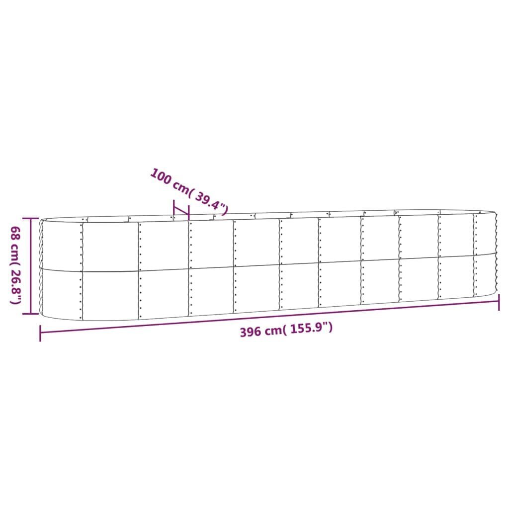 vidaXL aia taimekast, pulbervärvitud teras, 396x100x68 cm, hall цена и информация | Dekoratiivsed lillepotid | kaup24.ee