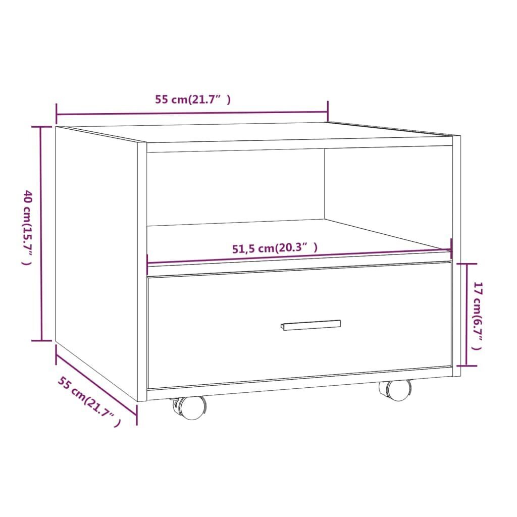 vidaXL kohvilaud, pruun tamm, 55 x 55 x 40 cm, tehispuit hind ja info | Diivanilauad | kaup24.ee