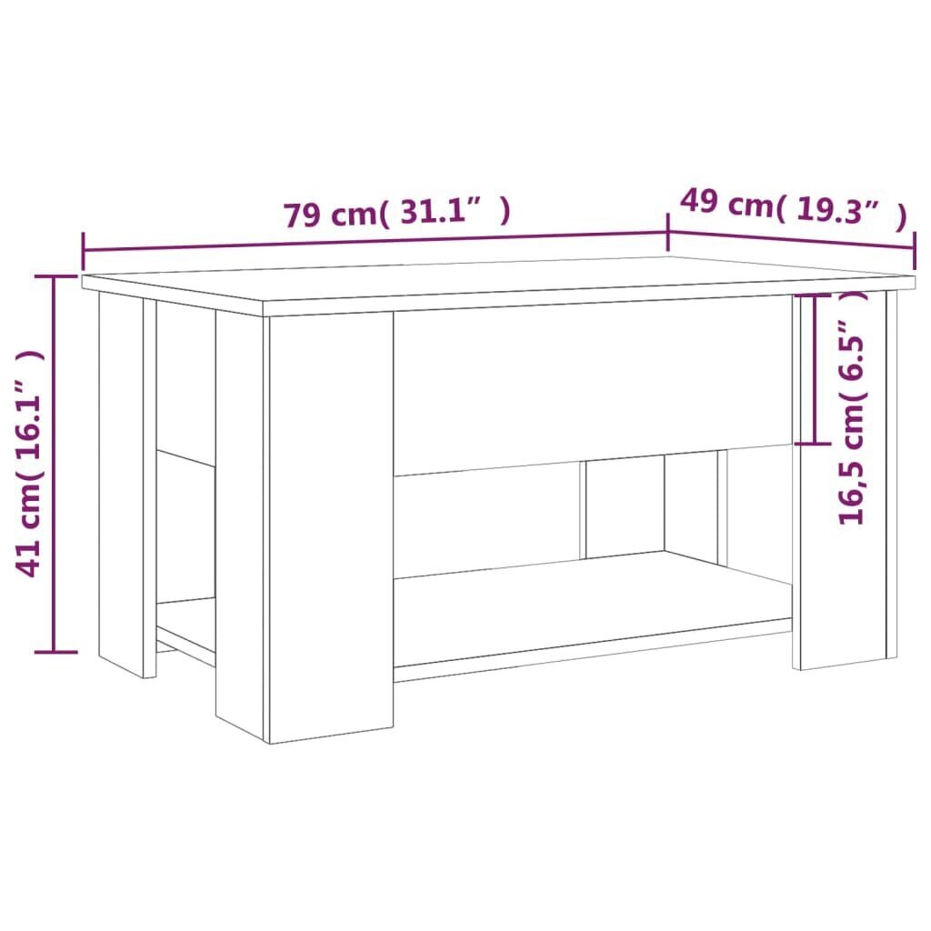 vidaXL kohvilaud, suitsutatud tamm, 79 x 49 x 41 cm, tehispuit hind ja info | Diivanilauad | kaup24.ee