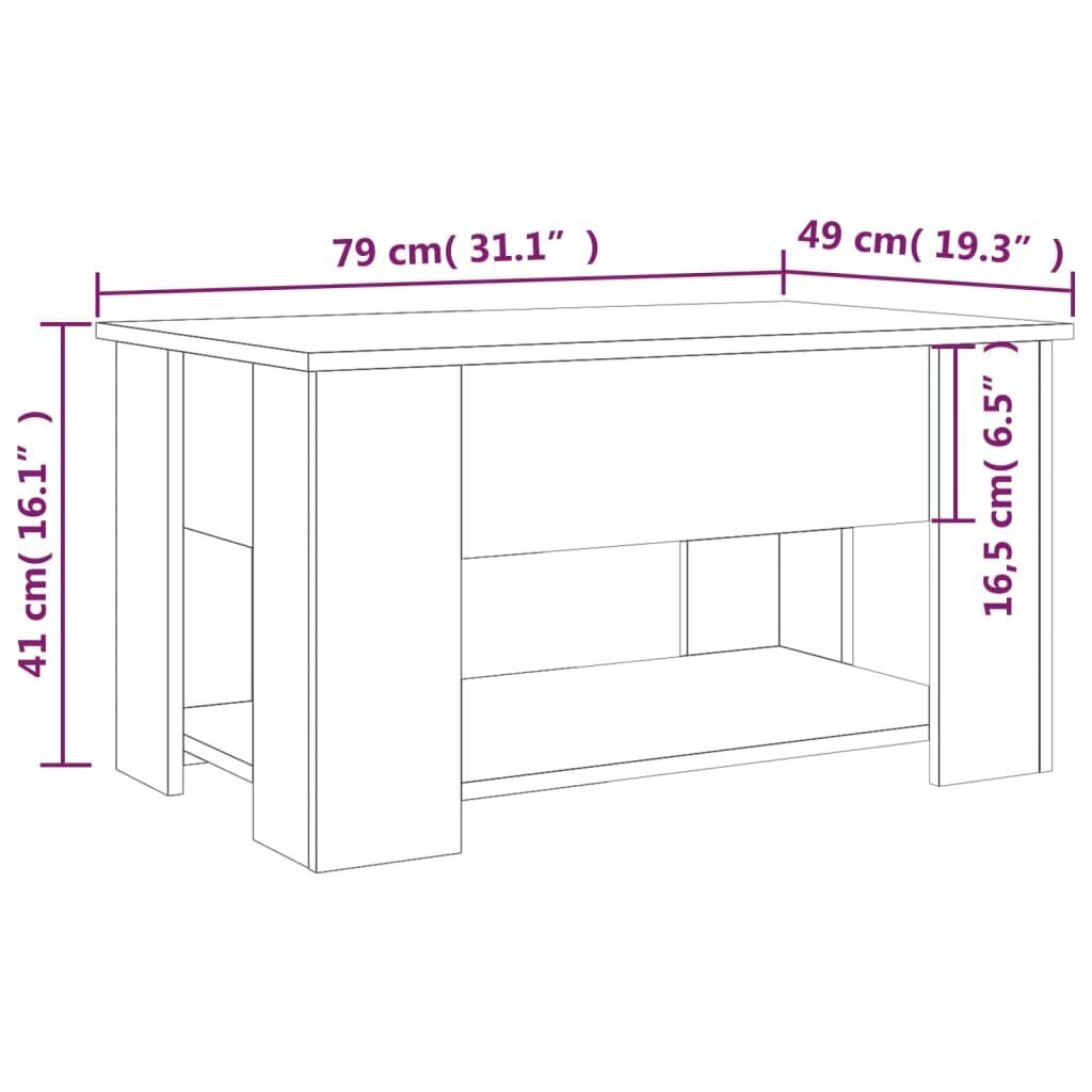 vidaXL kohvilaud, pruun tamm, 79 x 49 x 41 cm, tehispuit hind ja info | Diivanilauad | kaup24.ee